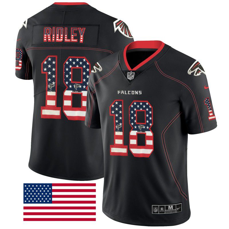 Men Atlanta Falcons #18 Ridley Nike USA Flag Fashion Black Color Rush Limited NFL Jerseys